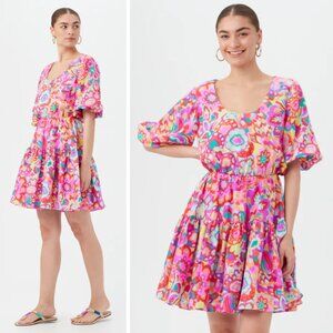 NWT Trina Turk Bara 2 Dress Retro Floral Silk